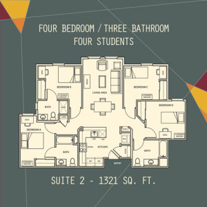 Suite 2 - 4 Bed / 3 Bath / 4 Students