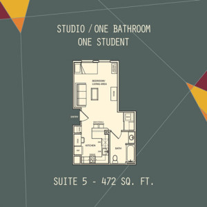 Suite 5 - Studio / 1 bath / 1 student