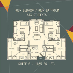 Suite 6 - 4 Bed / 4 Bath / 6 Students
